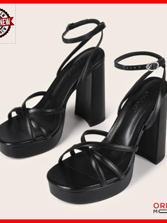 Platform Heels Strappy Block Chunky High Heels Open Toe Ankle Strap Sandals